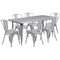 Emma and Oliver Commercial Grade Rectangular Metal Indoor-Outdoor Table Set with 6 Stack Chairs